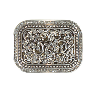 Rectangle Floral Filigree Buckle