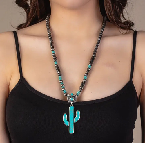 Cactus Necklace/ Earring Set