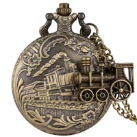 [ Vintage Steam Train Pocket Watch w/train Fob]