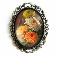 [Divine Iguana Oval Chrysanthemum Broach]